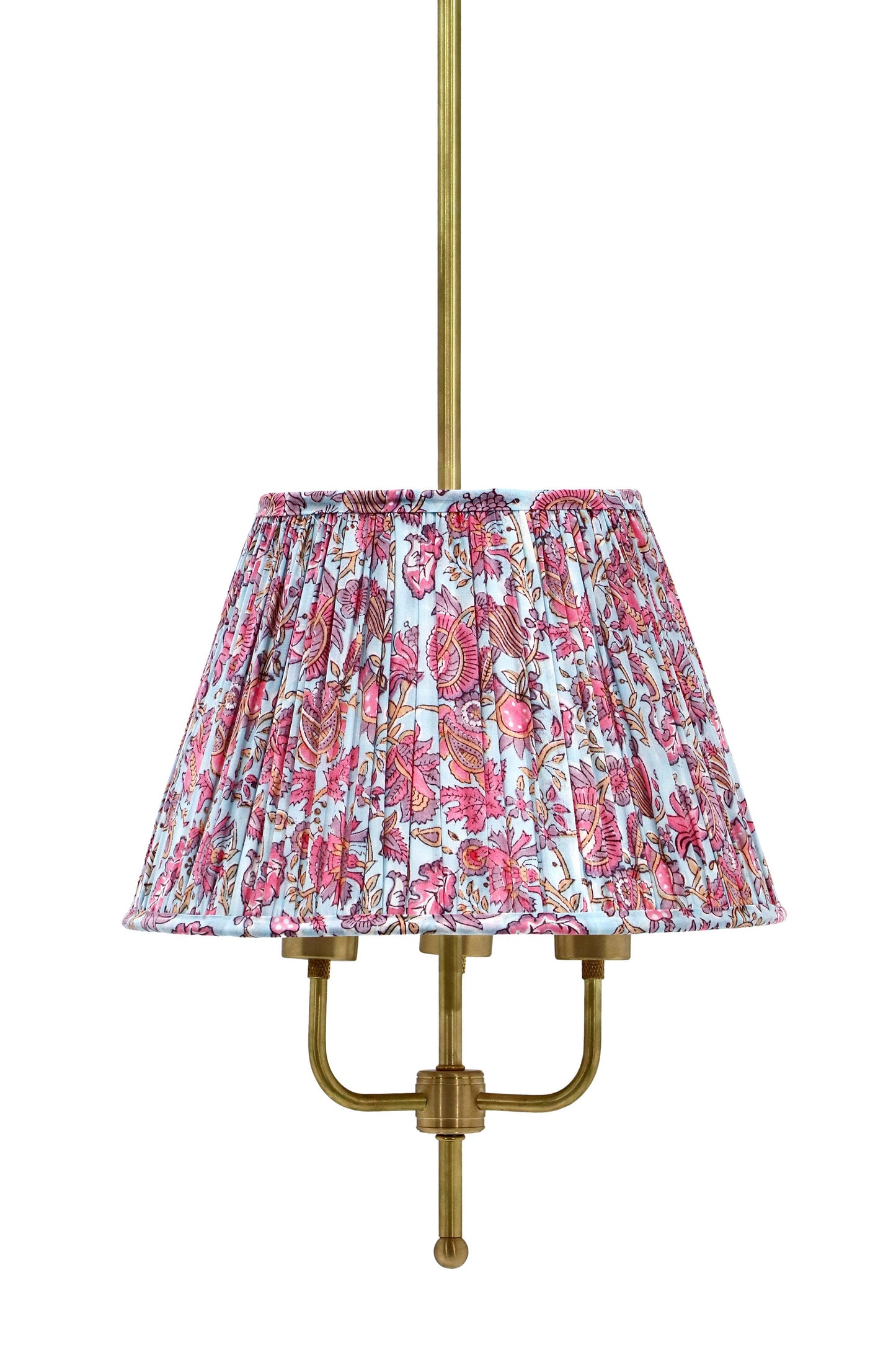 Blue and Pink Flower Pleated Lamp Shade