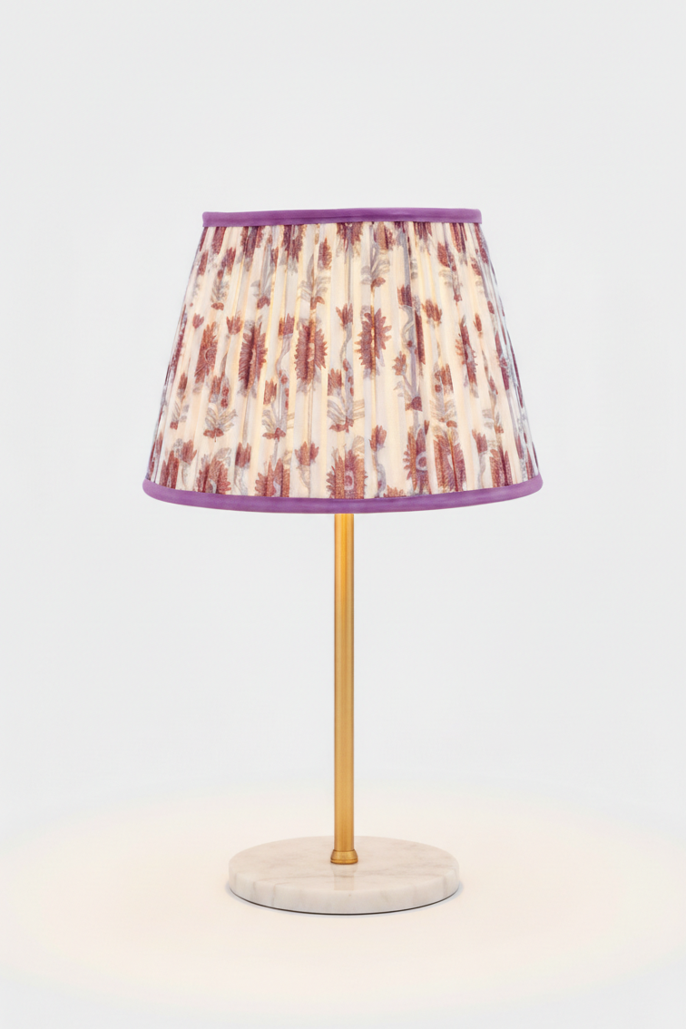 Purple Floral Vine Blockprint Lampshade - 14"