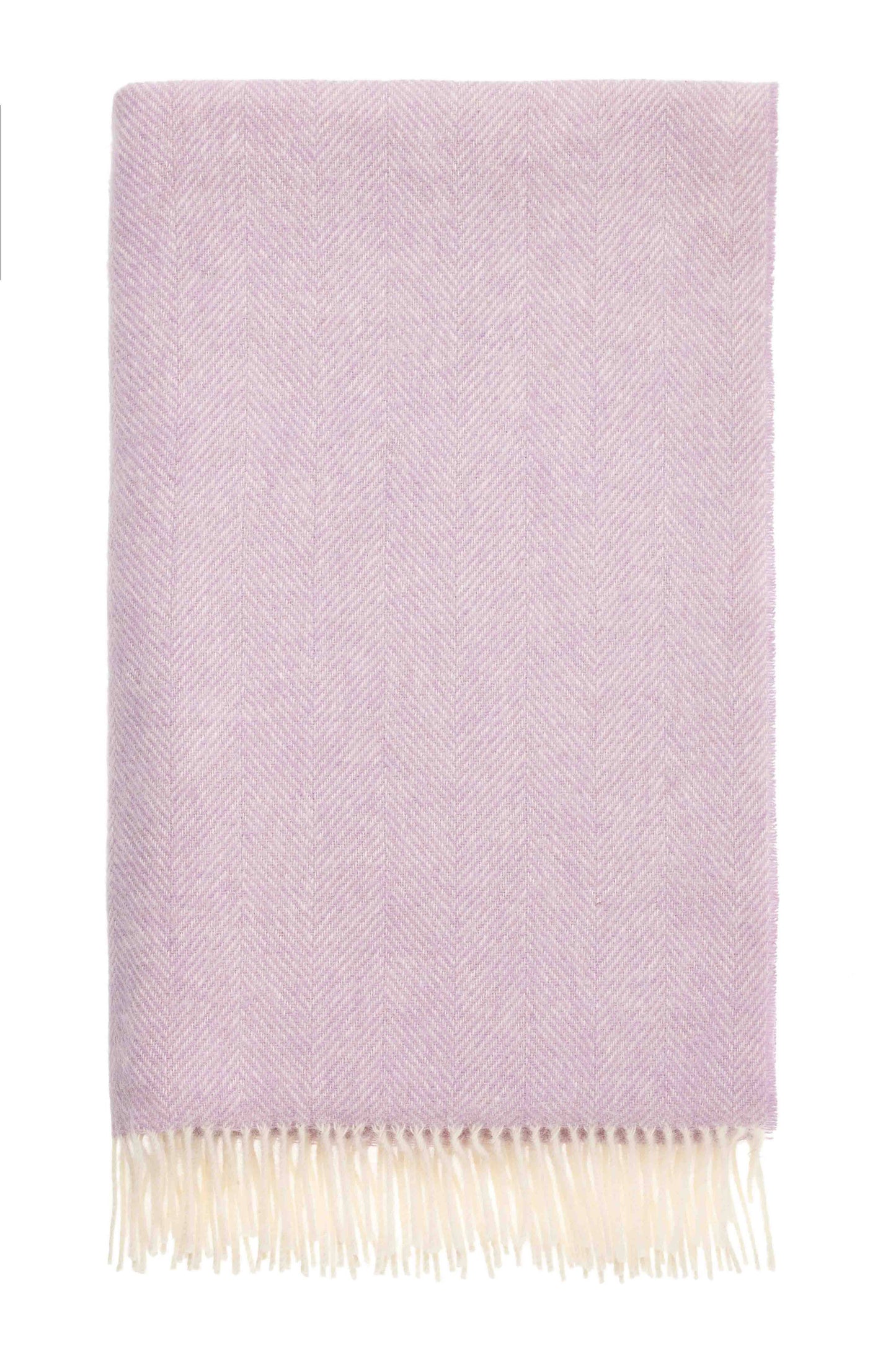 Lilac Herringbone Wool Throw Blanket