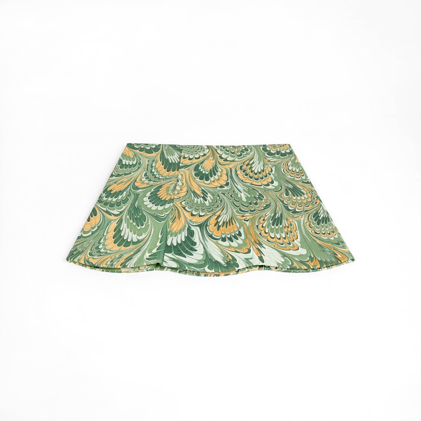 MARBLED SCALLOPED COLLAPSIBLE BASKET - GREEN GOLD PEACOCK
