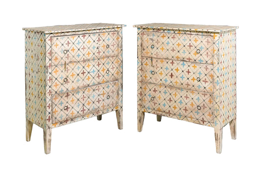 European Style Painted Three Drawer Chest