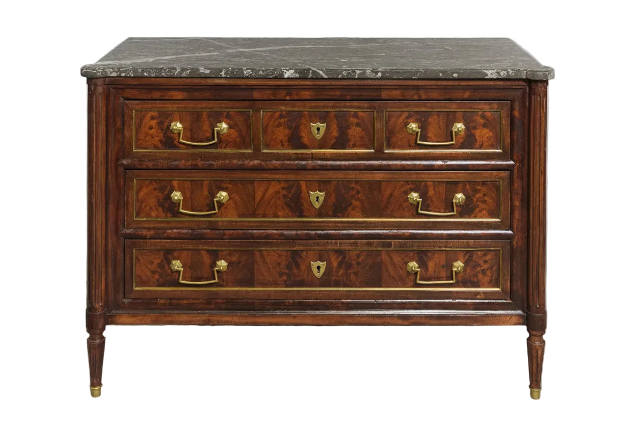Louis XVI Style Dark Marble Top Dresser