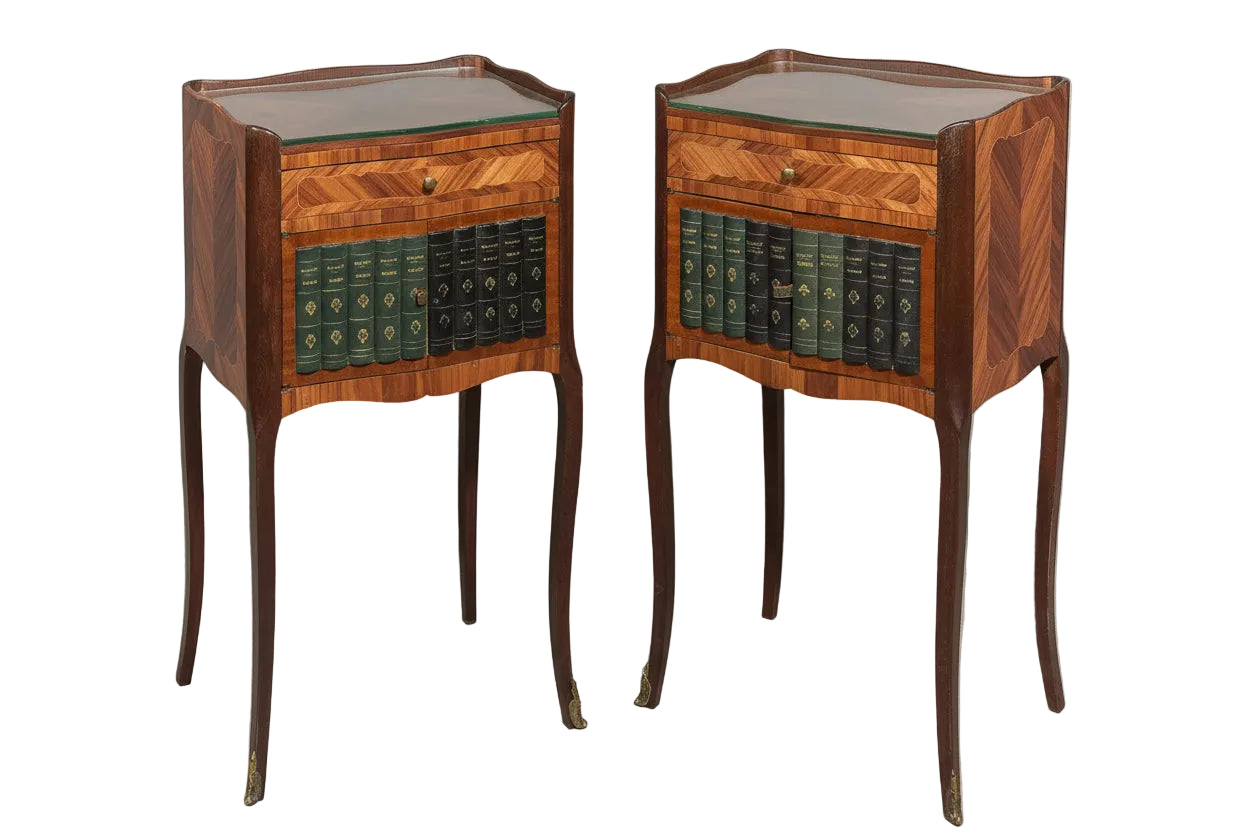 Pair of Faux Book Front Nightstands