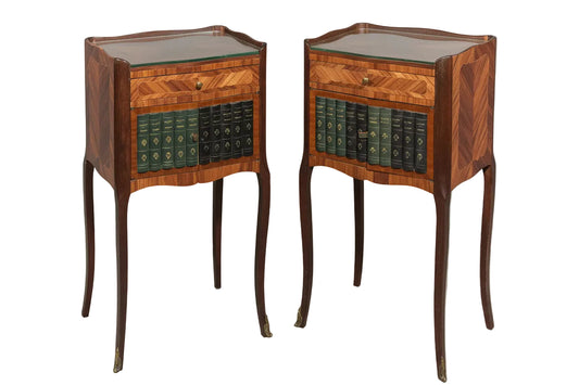 Pair of Faux Book Front Nightstands