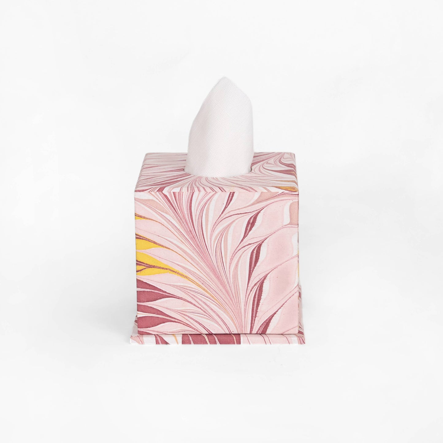 MARBLED LARGE TISSUE BOX - PINK FEATHER