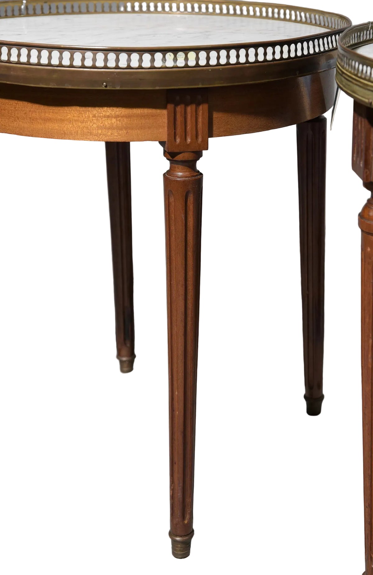 Pair of Louis XVI Style White Marble Top Side Tables