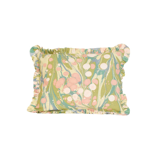 Marbled Ruffled Cushion Cover