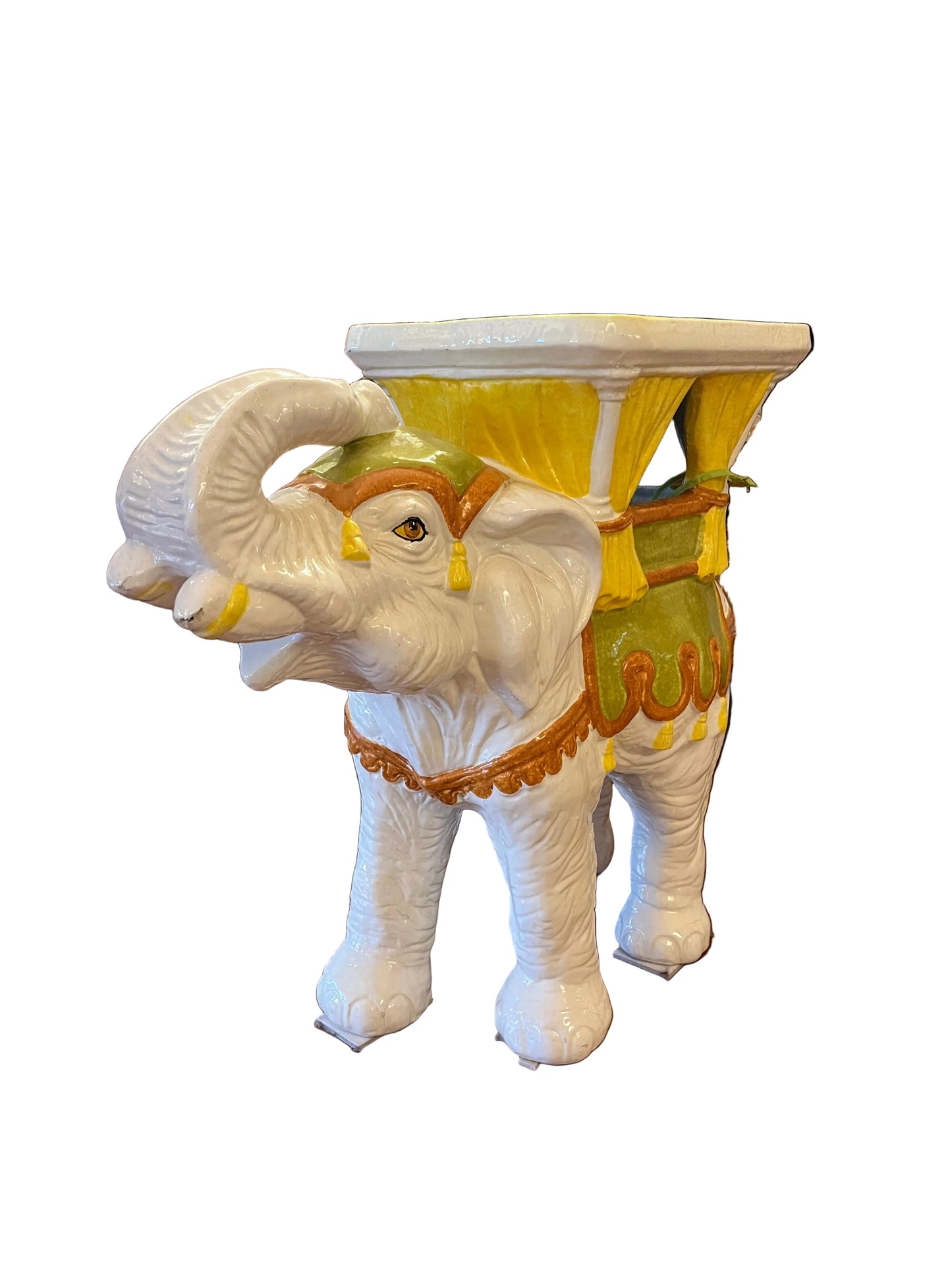 Italian Ceramic Elephant Garden Stool
