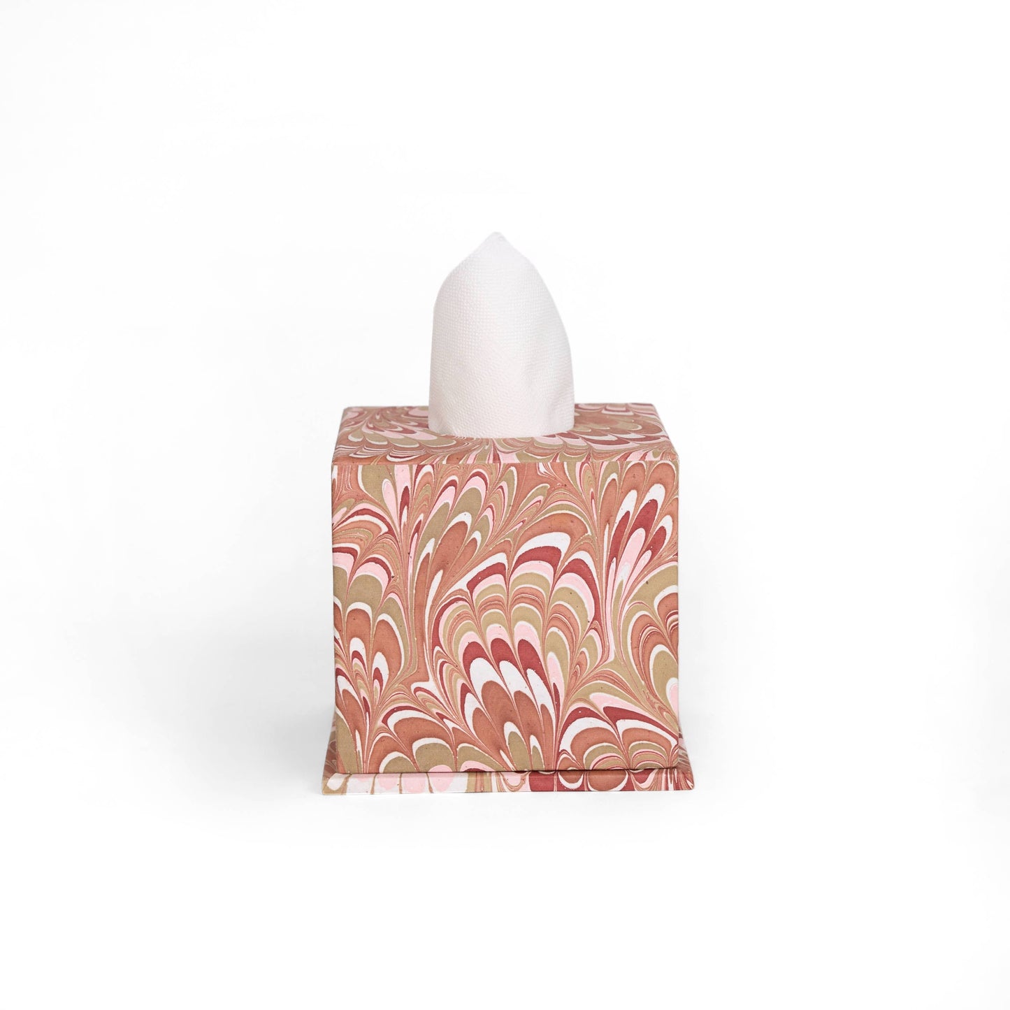 MARBLED LARGE TISSUE BOX - OCHRE PEACOCK