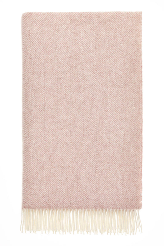 Herringbone Wool Throw: Pink