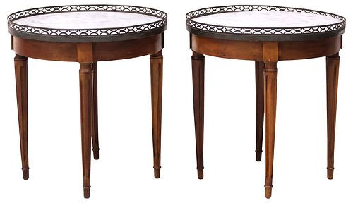 Pair of Round French Marble Top Side Tables