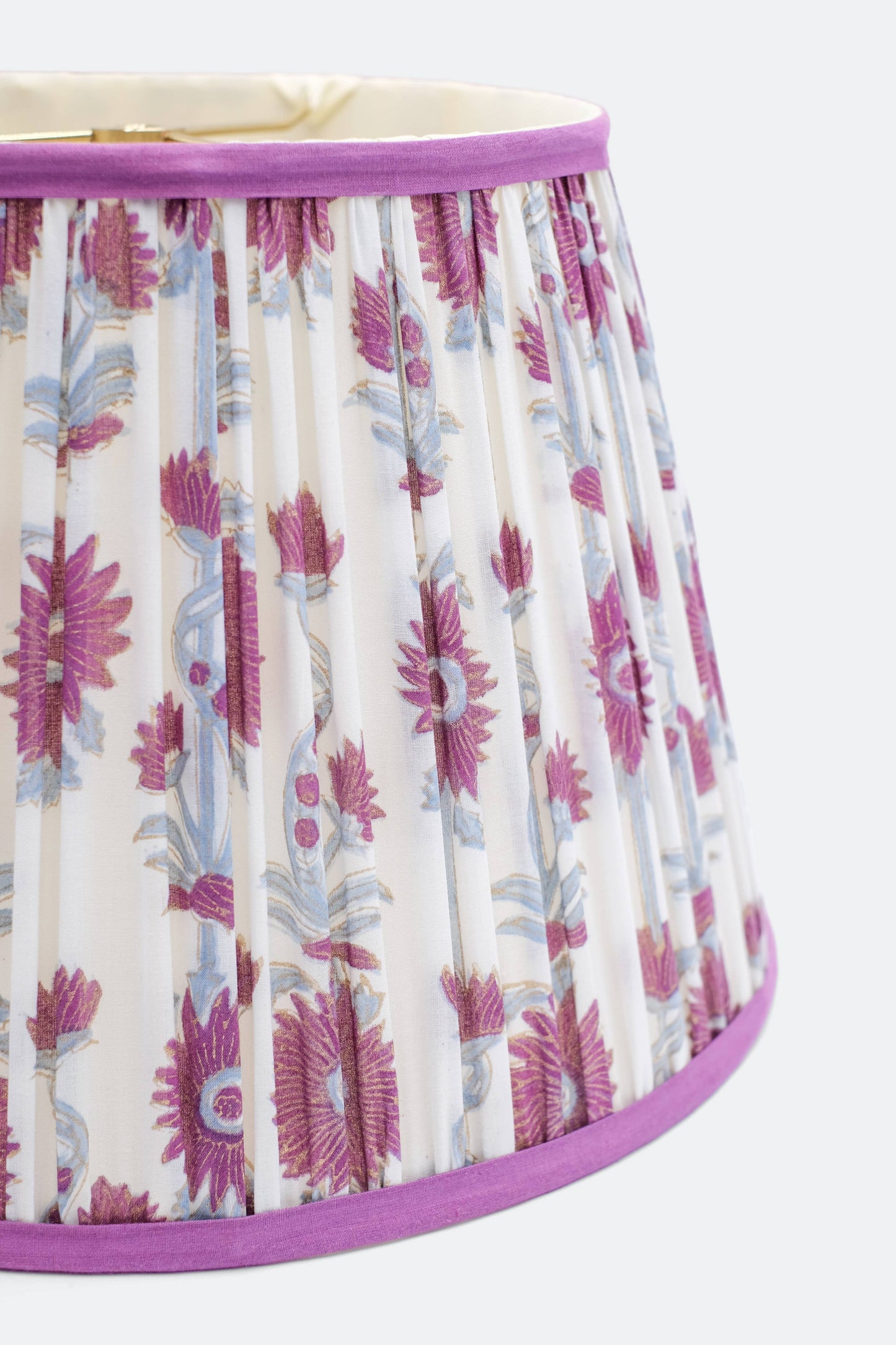 Purple Floral Vine Blockprint Lampshade - 14"