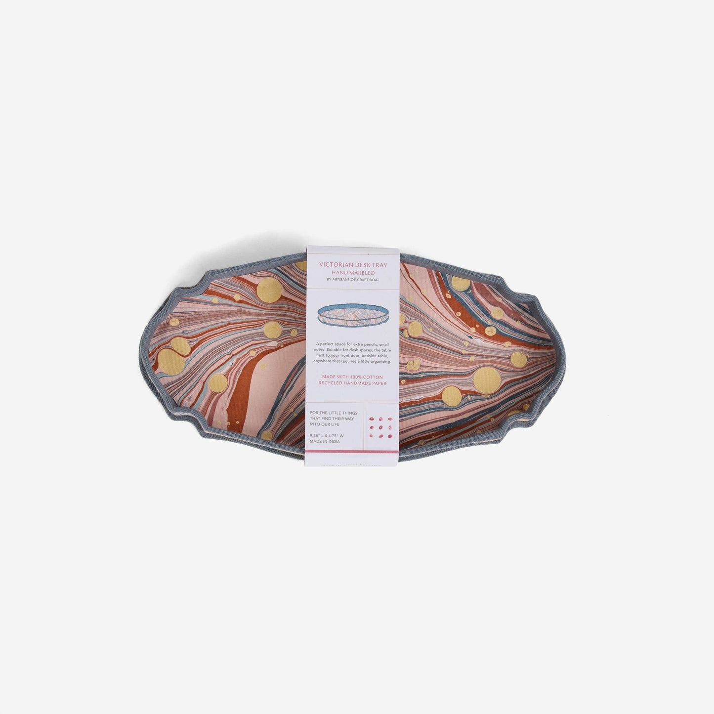 MARBLED VICTORIAN DESK TRAY - TWILIGHT FIRE WHIRL