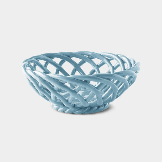 Sicilia Ceramic Basket - Small: Light Blue