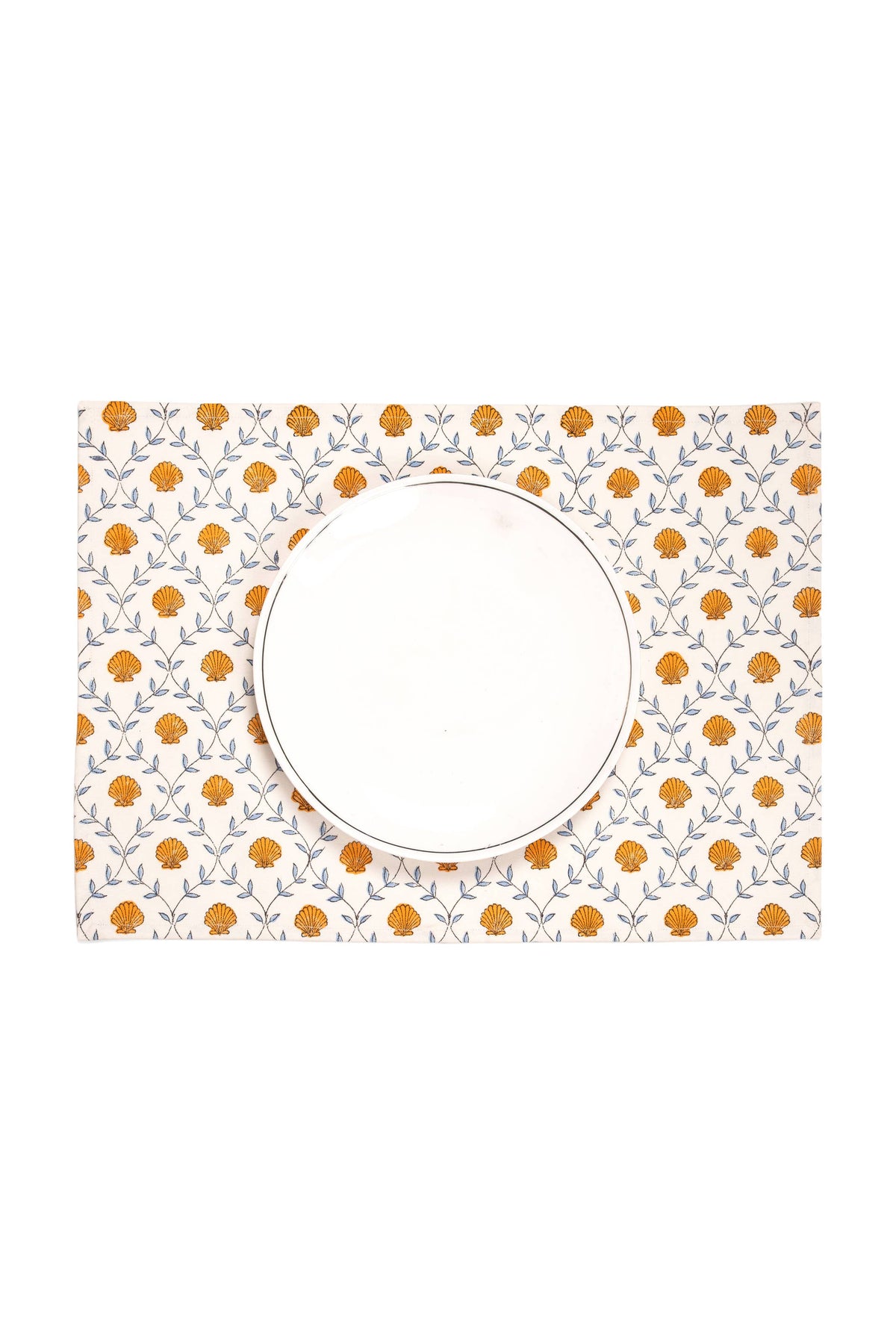 Orange Seashell Blockprint Placemat