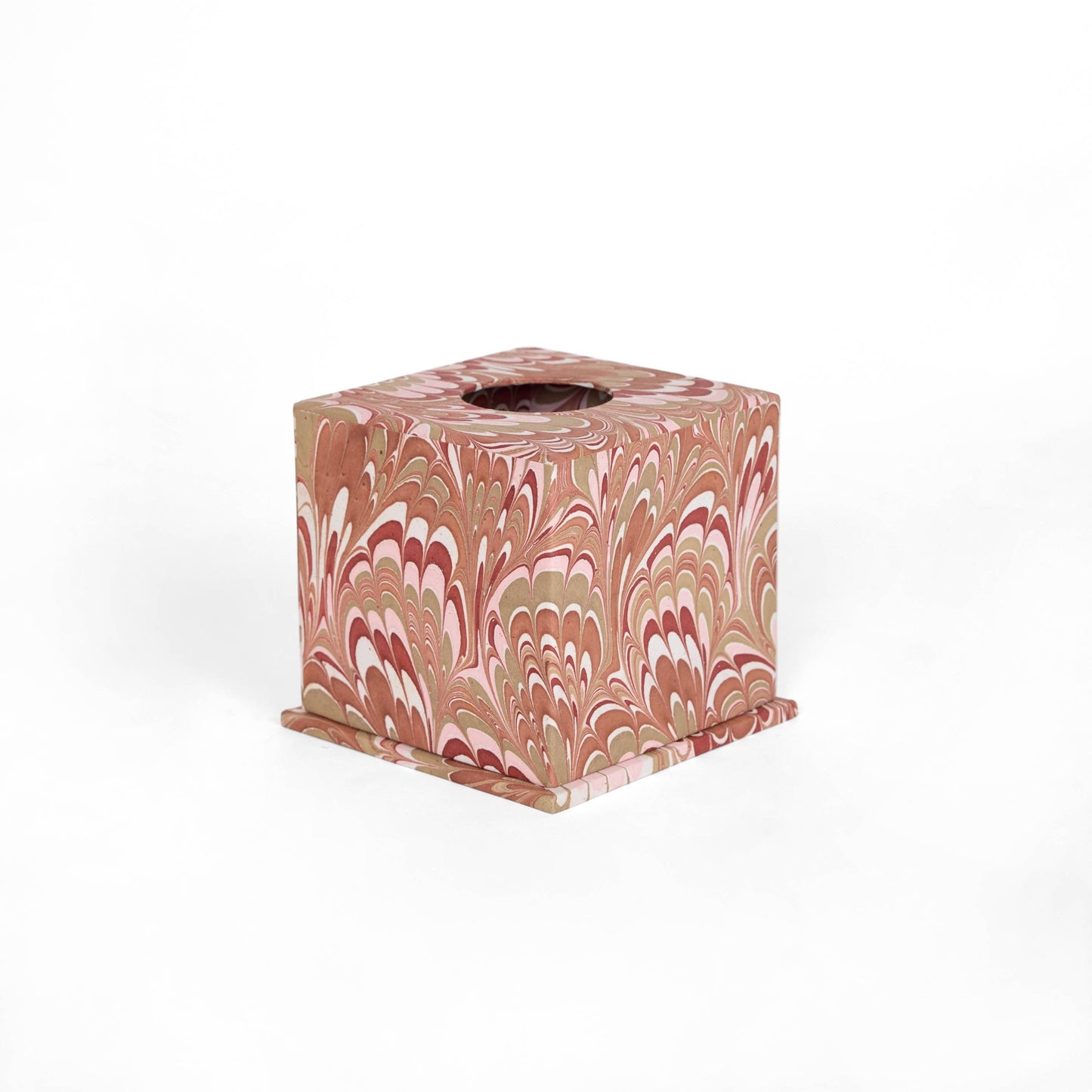 MARBLED LARGE TISSUE BOX - OCHRE PEACOCK