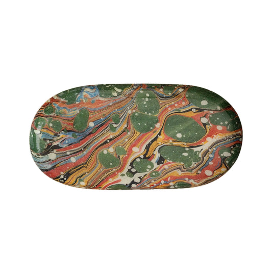 Oval Enamel Marbled Tray