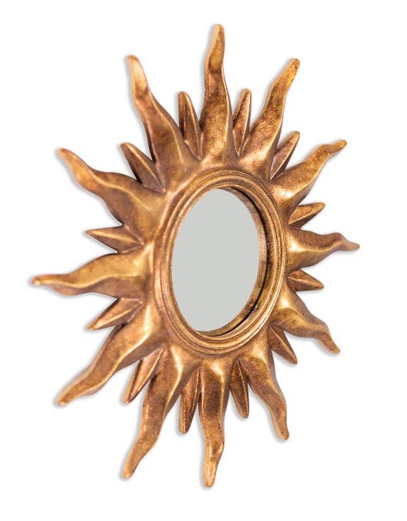 Gold Sunburst Framed Small Convex Mirror