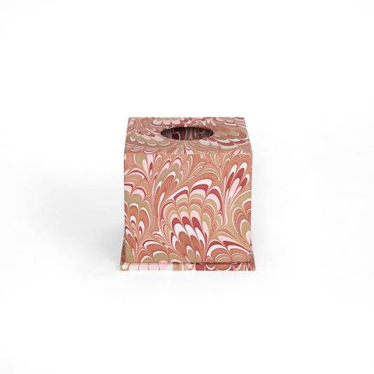 MARBLED LARGE TISSUE BOX - OCHRE PEACOCK