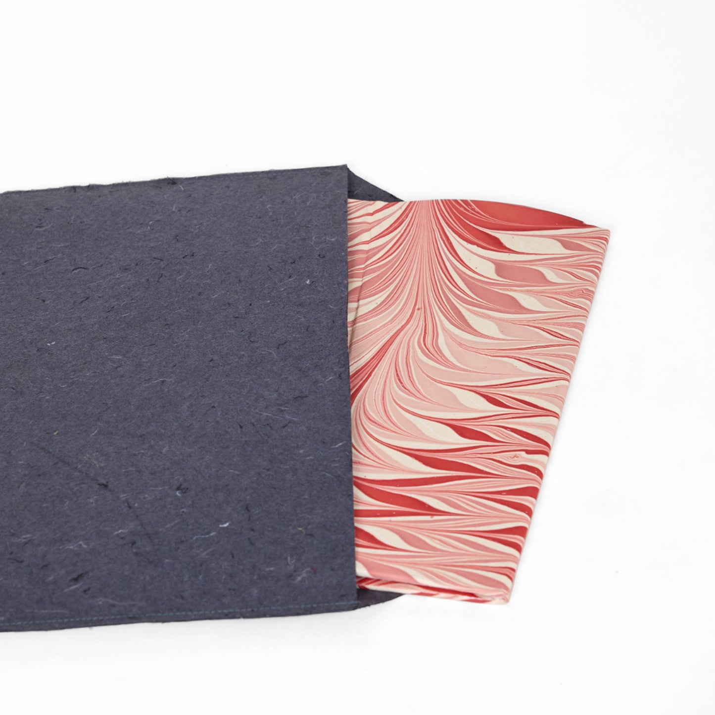 MARBLED SCALLOPED COLLAPSIBLE BASKET - RED FEATHER