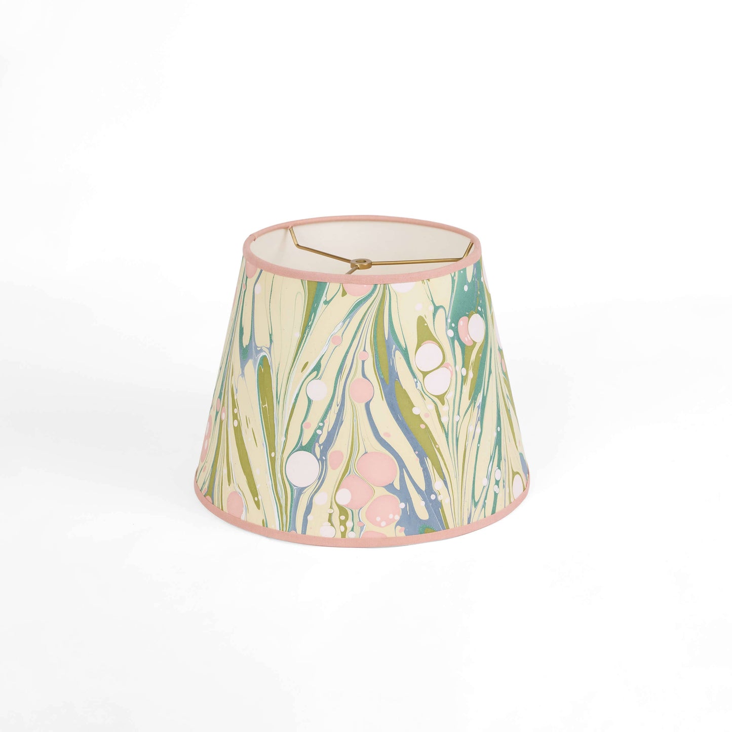HAND MARBLED LARGE PLAIN LAMPSHADE - MOSS BUBBLE