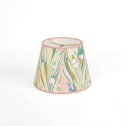 HAND MARBLED LARGE PLAIN LAMPSHADE - MOSS BUBBLE