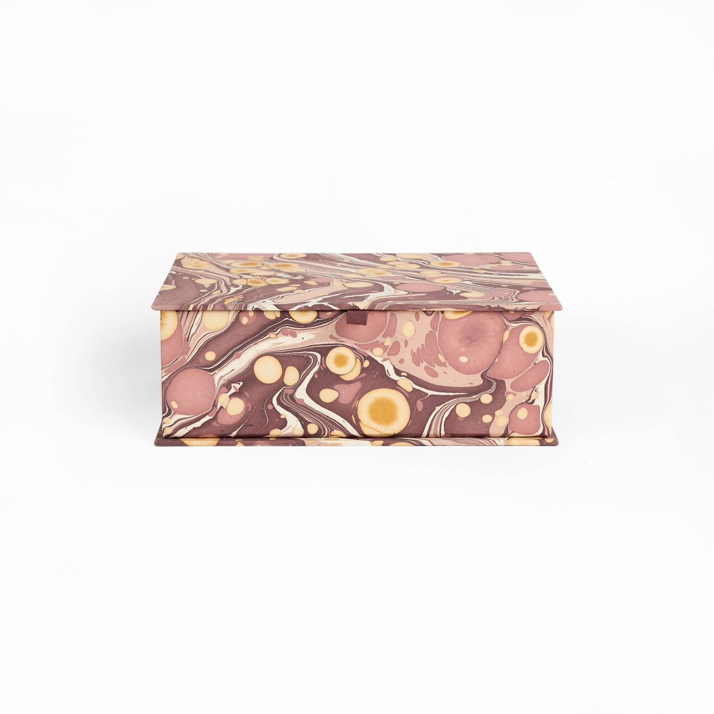 MARBLED KEEPSAKE BOX SET - BURGUNDY GOLDEN PEACOCK &PEBBLE - LARGER BOX