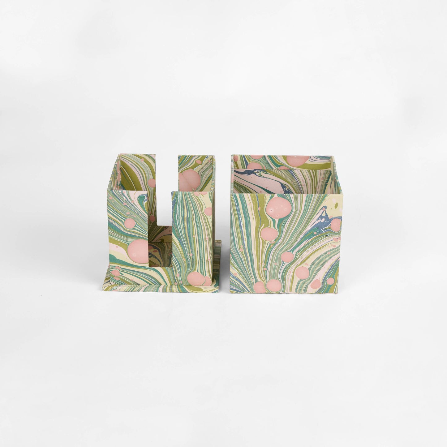 MARBLED LARGE TISSUE BOX - MOSS FIRE WHIRL