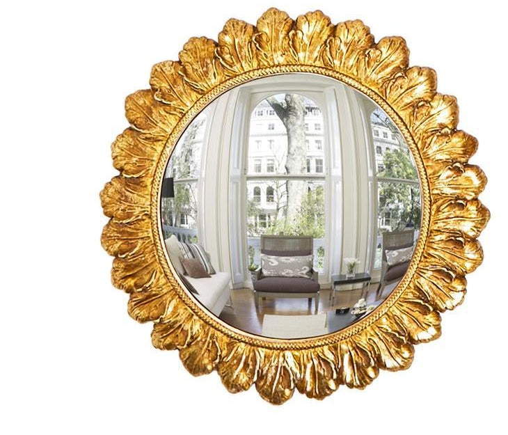 Medium Gold Leaf Convex Mirror