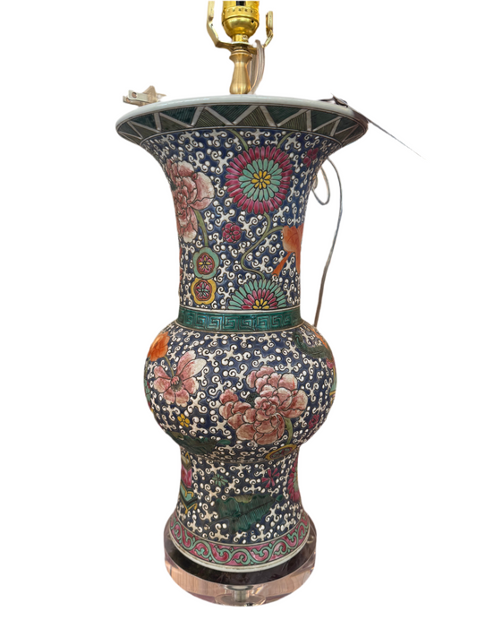 Porcelain Rose Famille Beaker Lamp