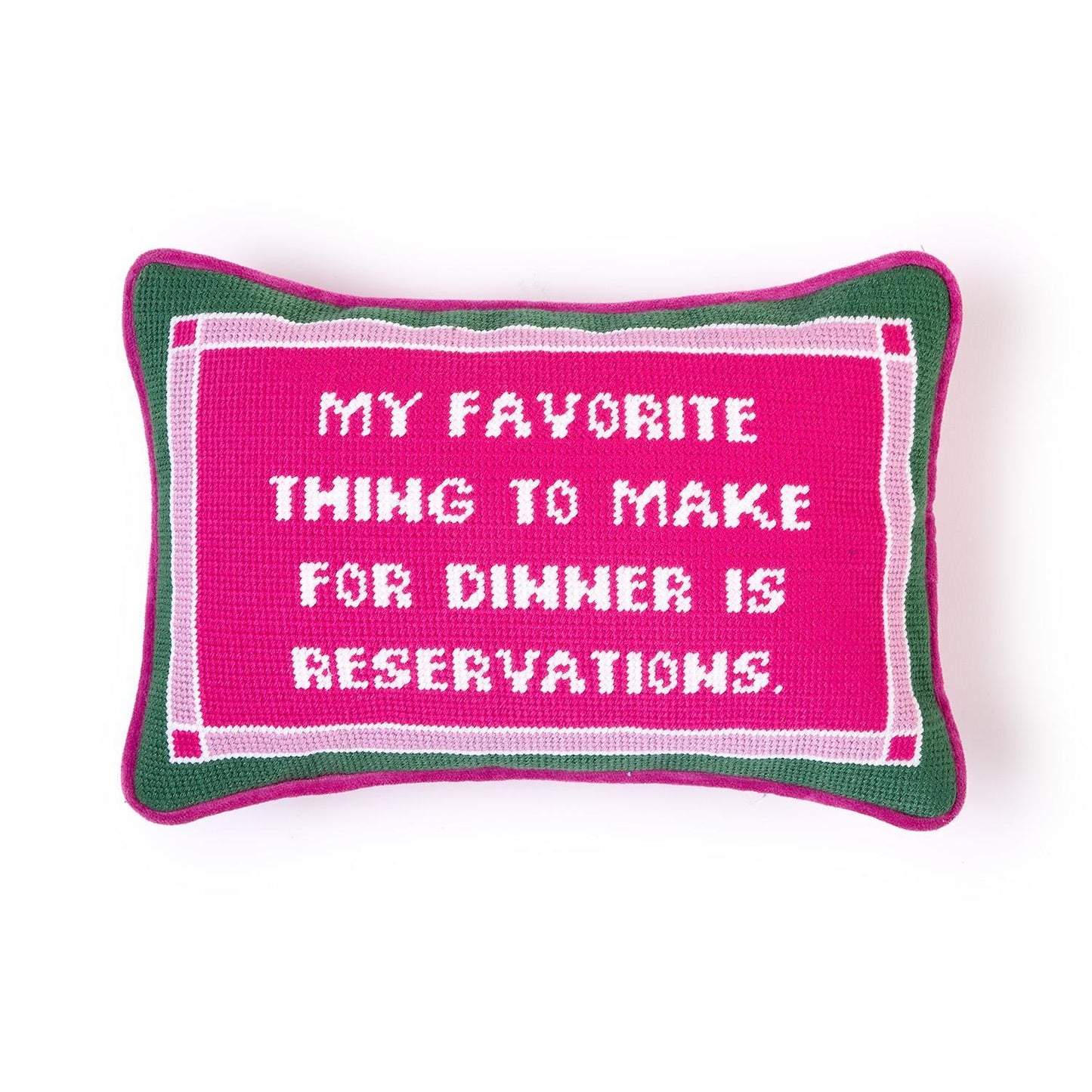 Dinner Reservations Needlepoint Pillow