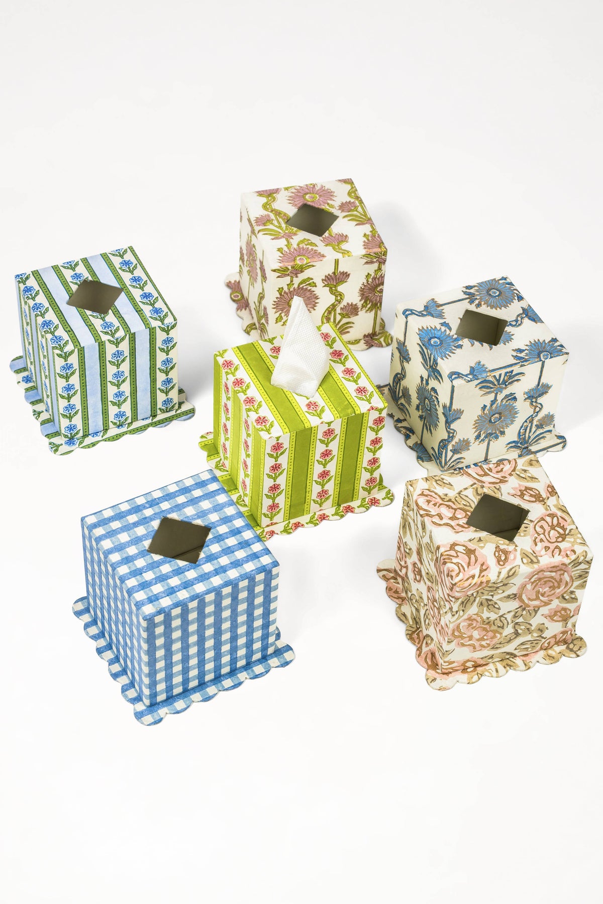 Blue Floral Vines Tissue Box Cover