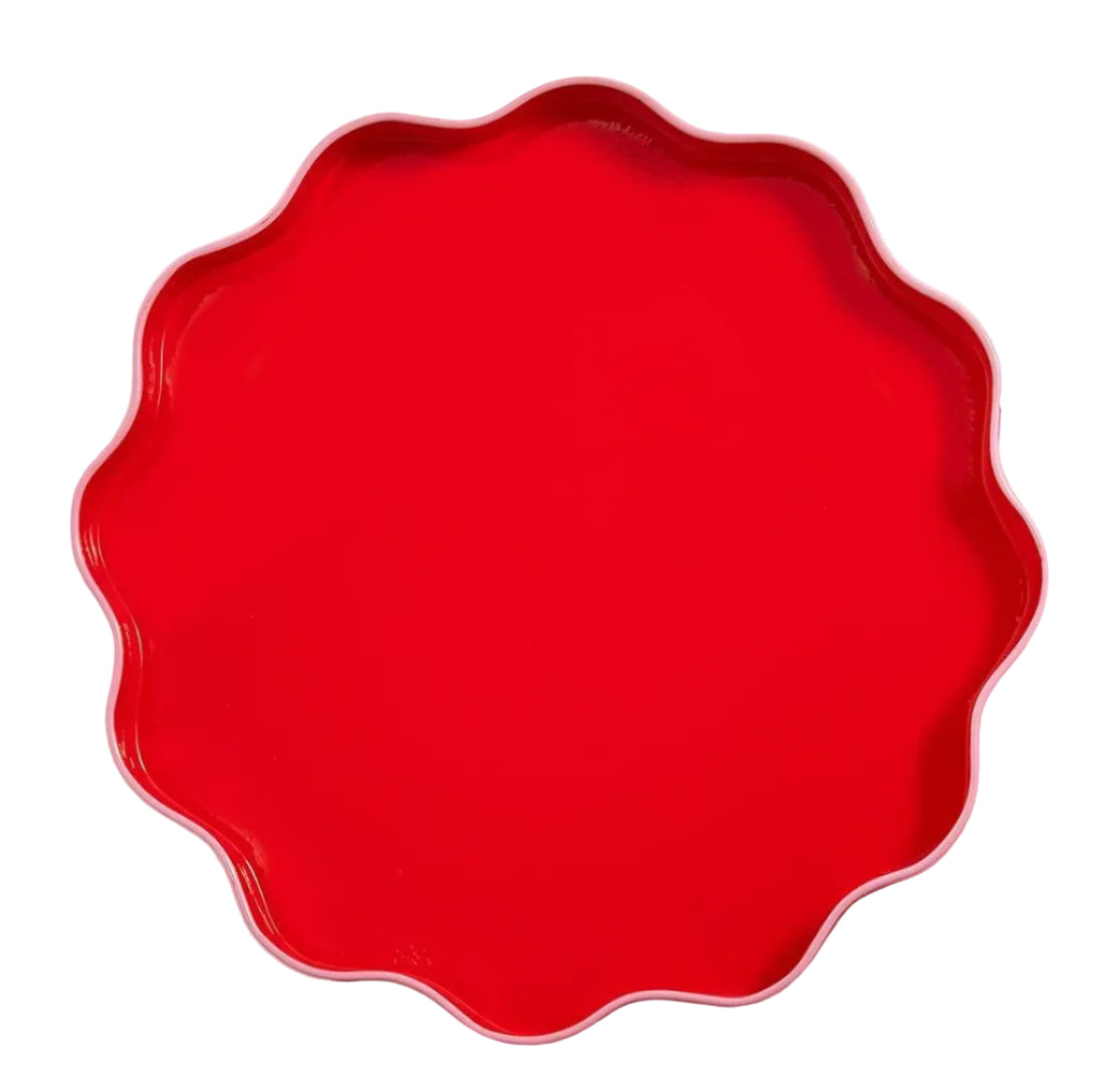 Red Scalloped Tray