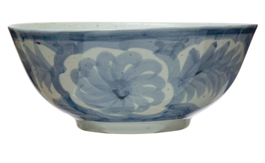Hand Painted Stoneware Bowl w/ Design