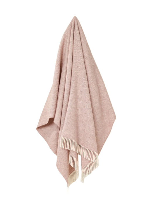 Herringbone Wool Throw: Pink
