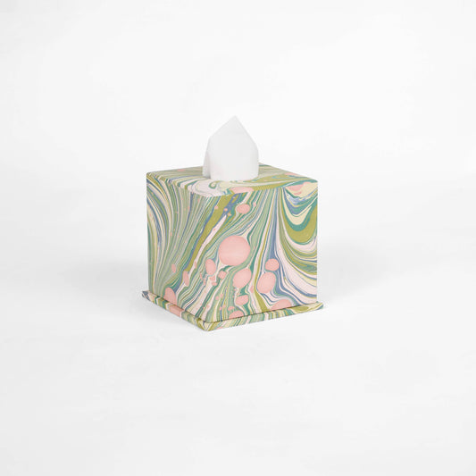 MARBLED LARGE TISSUE BOX - MOSS FIRE WHIRL