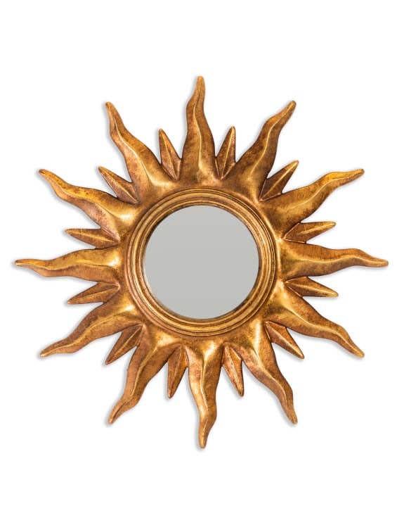 Gold Sunburst Framed Small Convex Mirror
