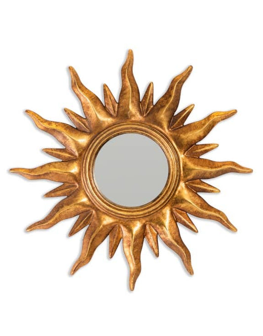 Gold Sunburst Framed Small Convex Mirror