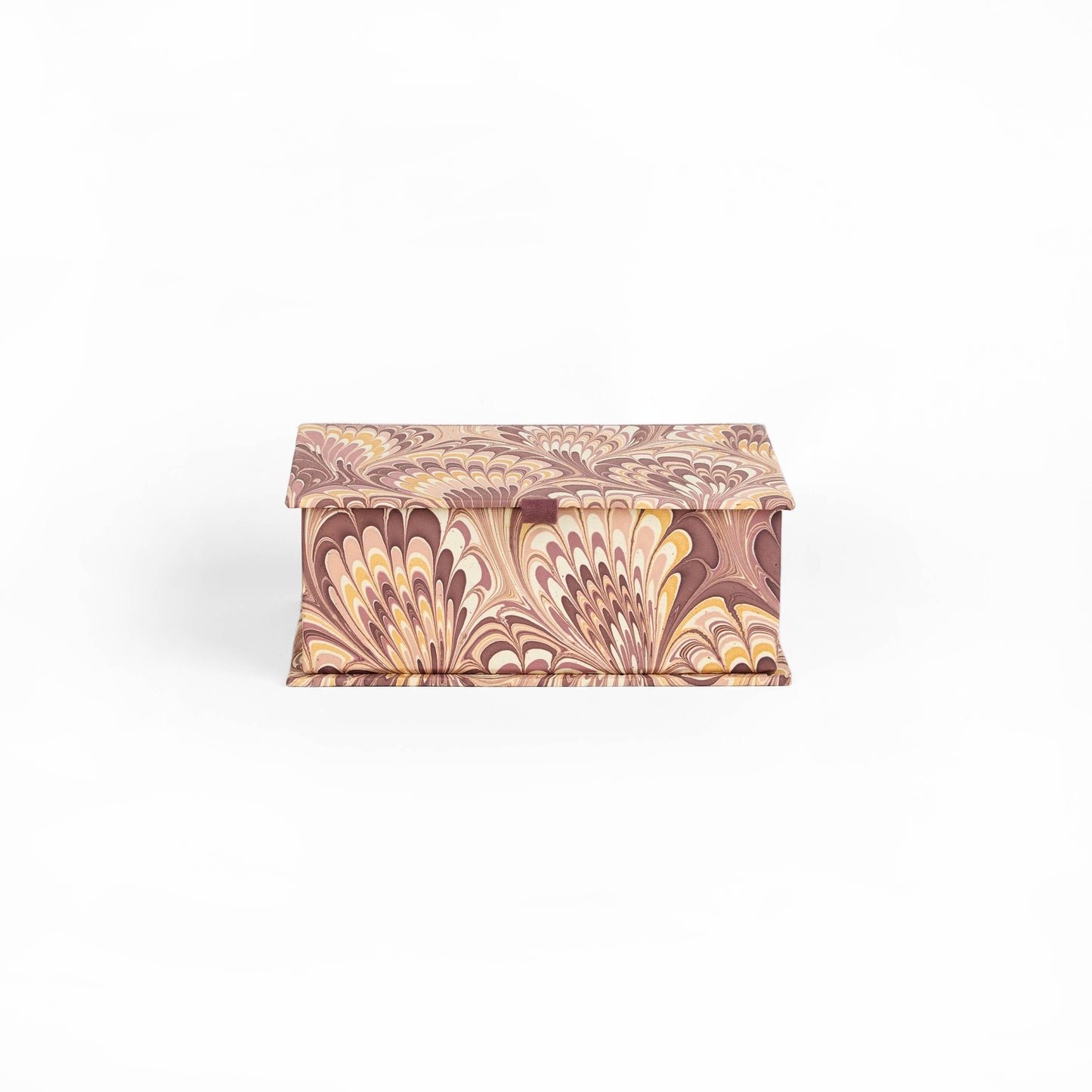 MARBLED KEEPSAKE BOX SET - BURGUNDY GOLDEN PEACOCK &PEBBLE - LARGER BOX