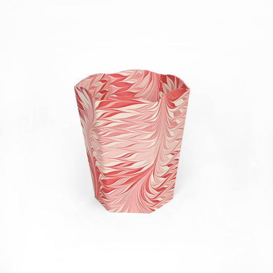MARBLED SCALLOPED COLLAPSIBLE BASKET - RED FEATHER