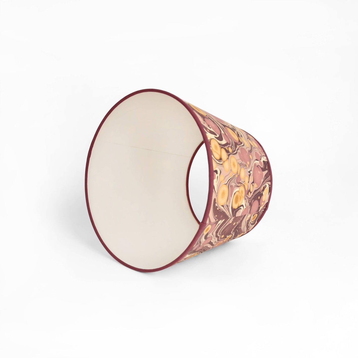 HAND MARBLED LAMPSHADE LARGE - BURGUNDY GOLD PEBBLES