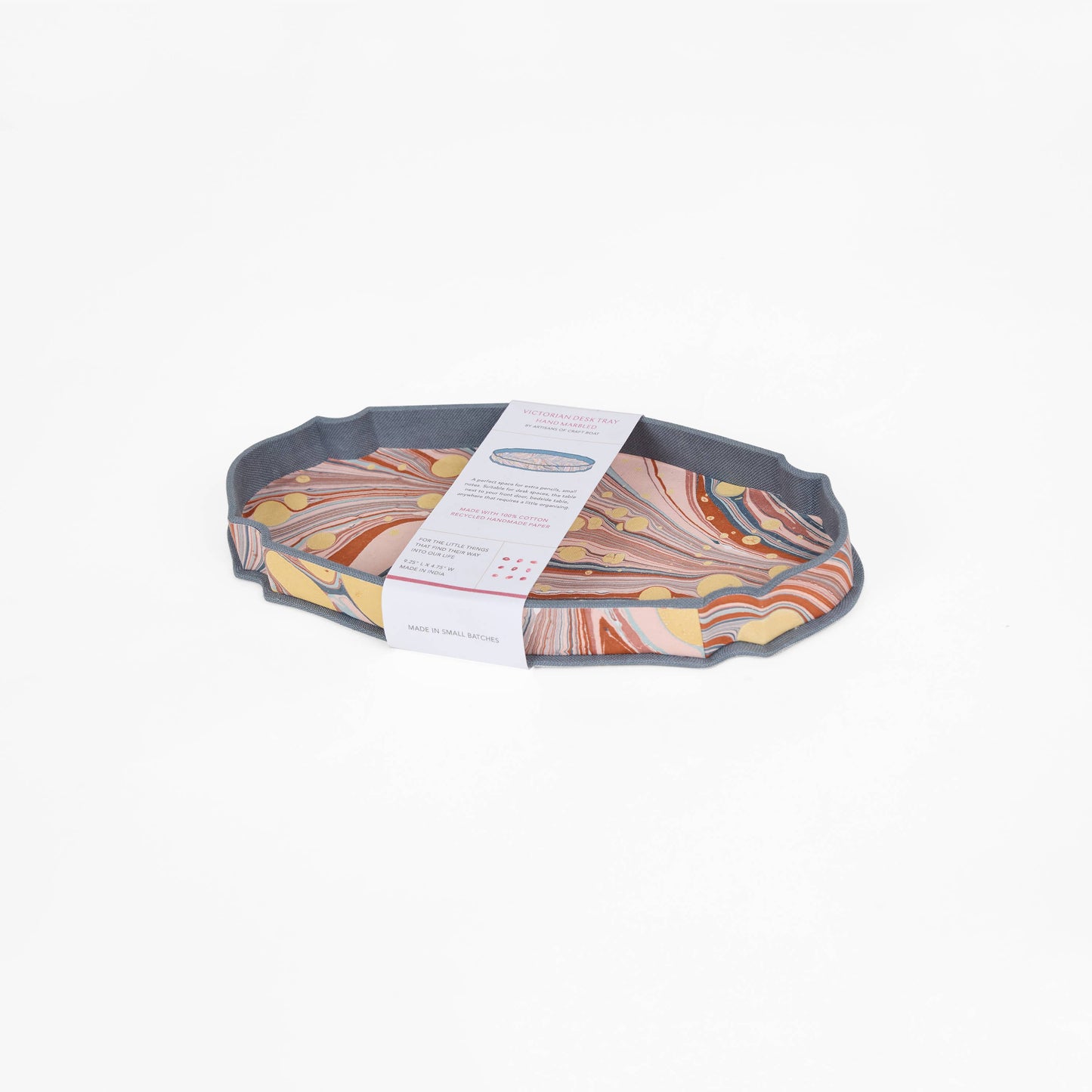 MARBLED VICTORIAN DESK TRAY - TWILIGHT FIRE WHIRL