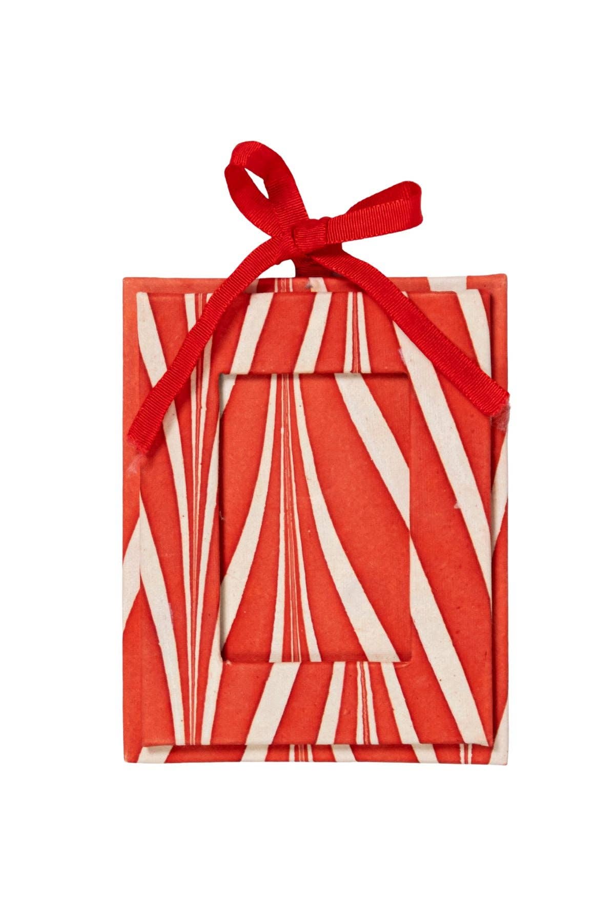 Candy Cane Mini Marbled Picture Frame Ornament