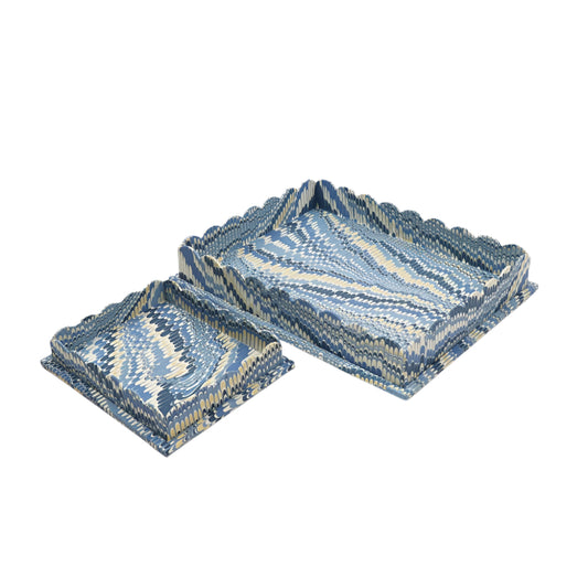 BLUE SCALLOPED TRAY LARGE