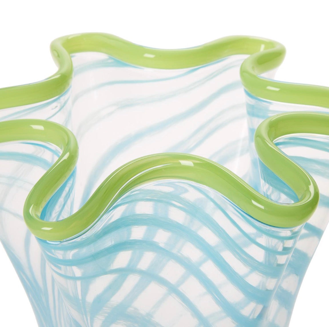 Swirl Flare Hand Blown Vase - Blue and Green