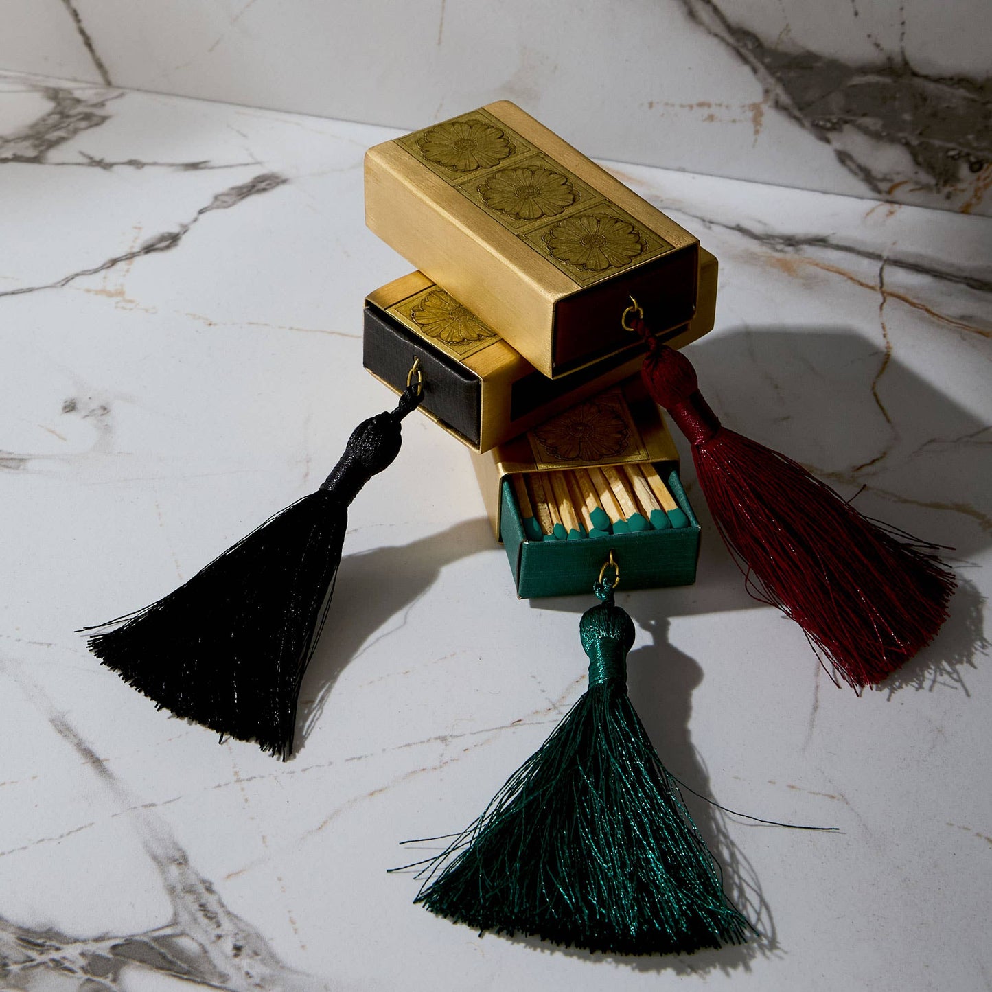 Gilded Brass Matchbox with Mulberry Tassel
