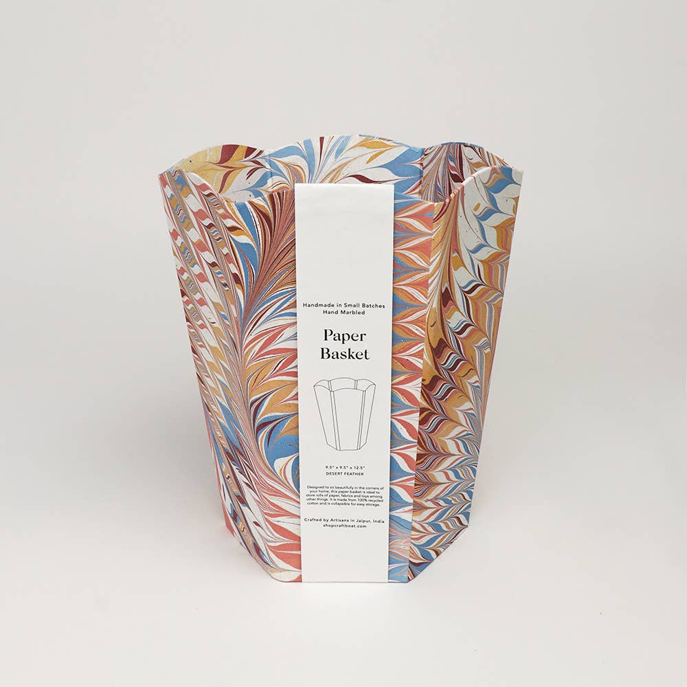 MARBLED SCALLOPED COLLAPSIBLE BASKET - DESERT : Desert Feather