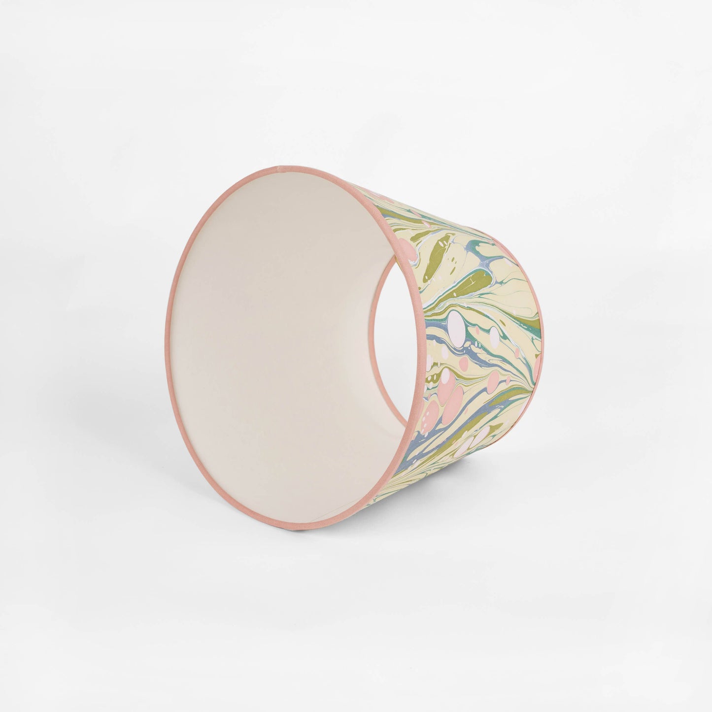 HAND MARBLED LARGE PLAIN LAMPSHADE - MOSS BUBBLE