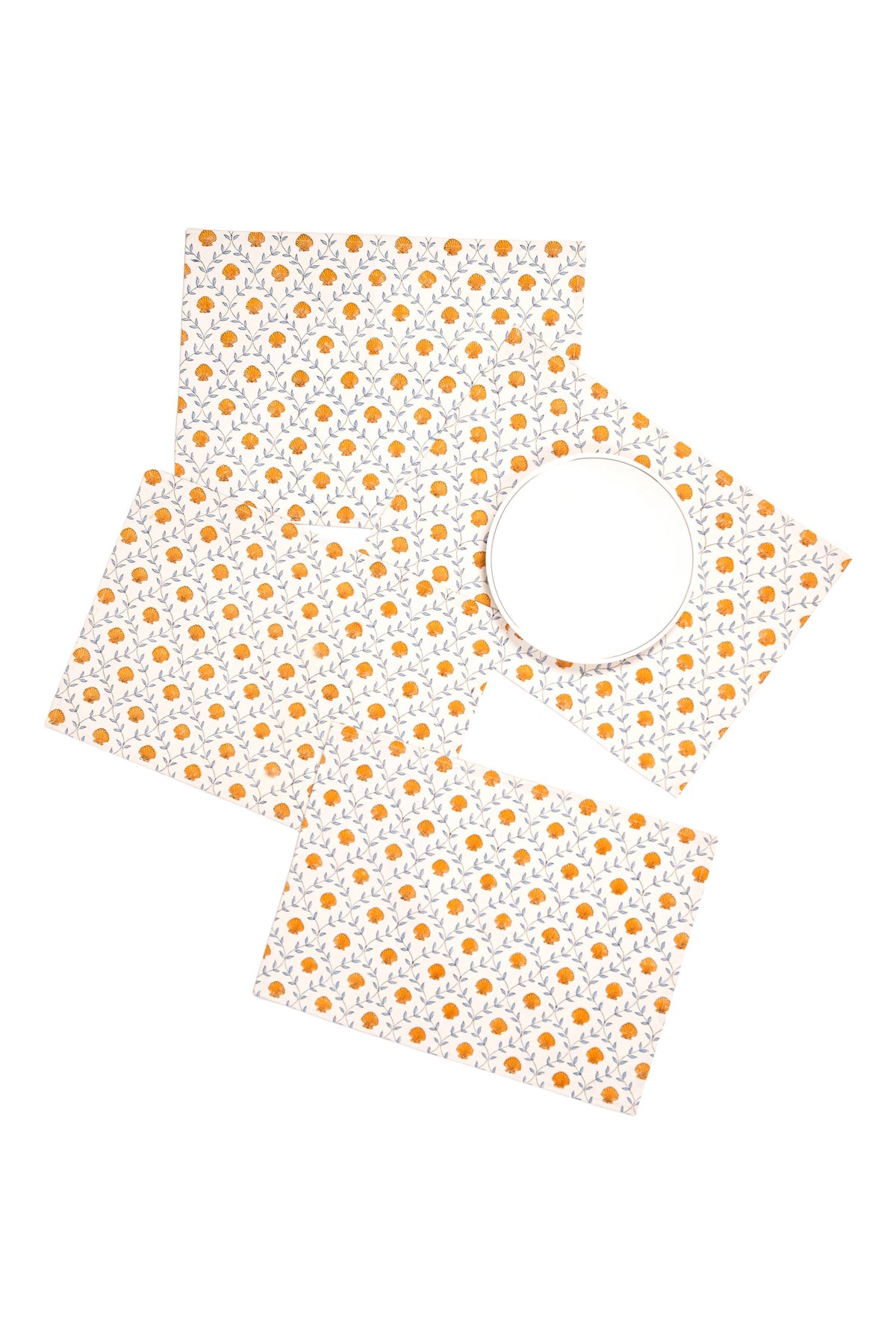 Orange Seashell Blockprint Placemat