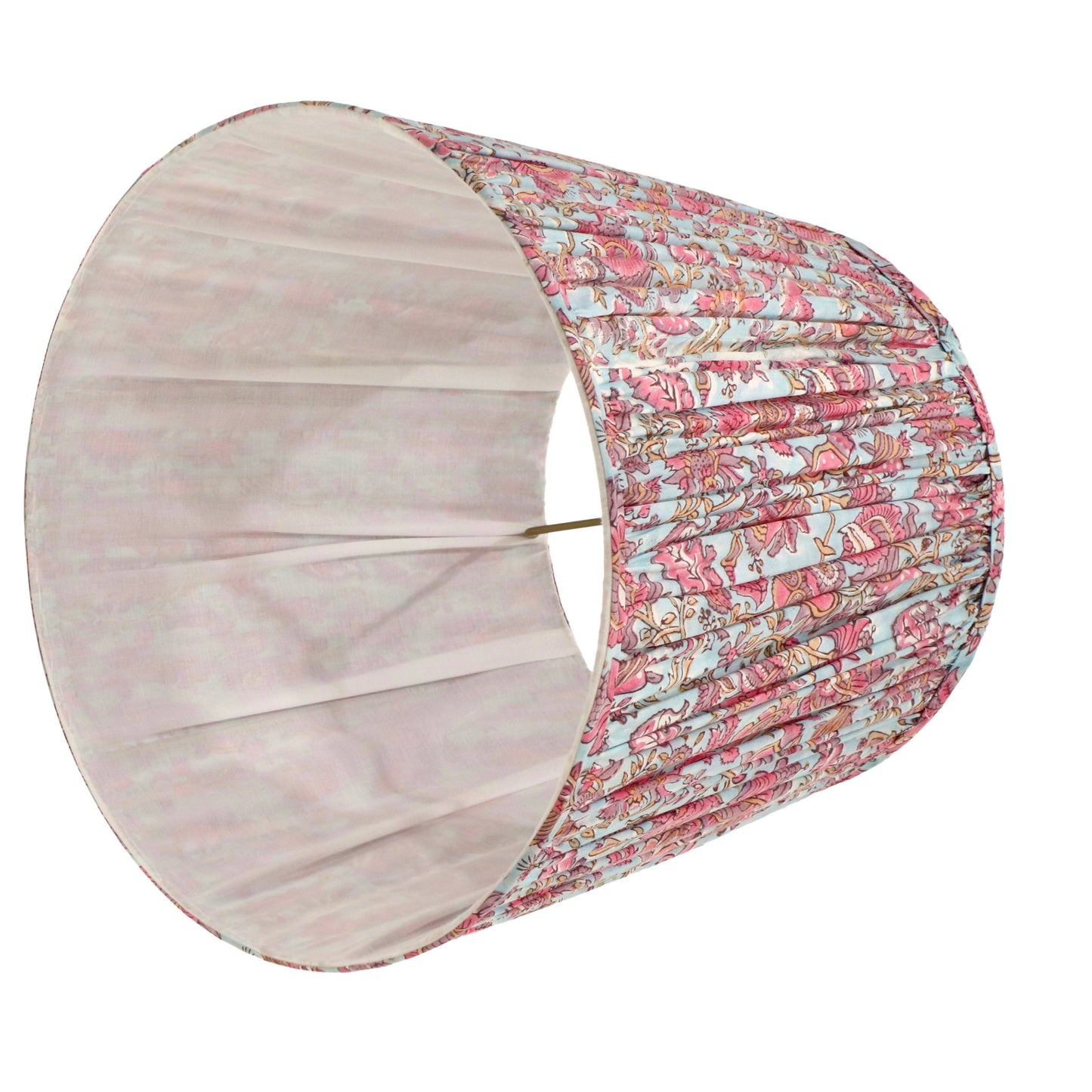 Blue and Pink Flower Pleated Lamp Shade